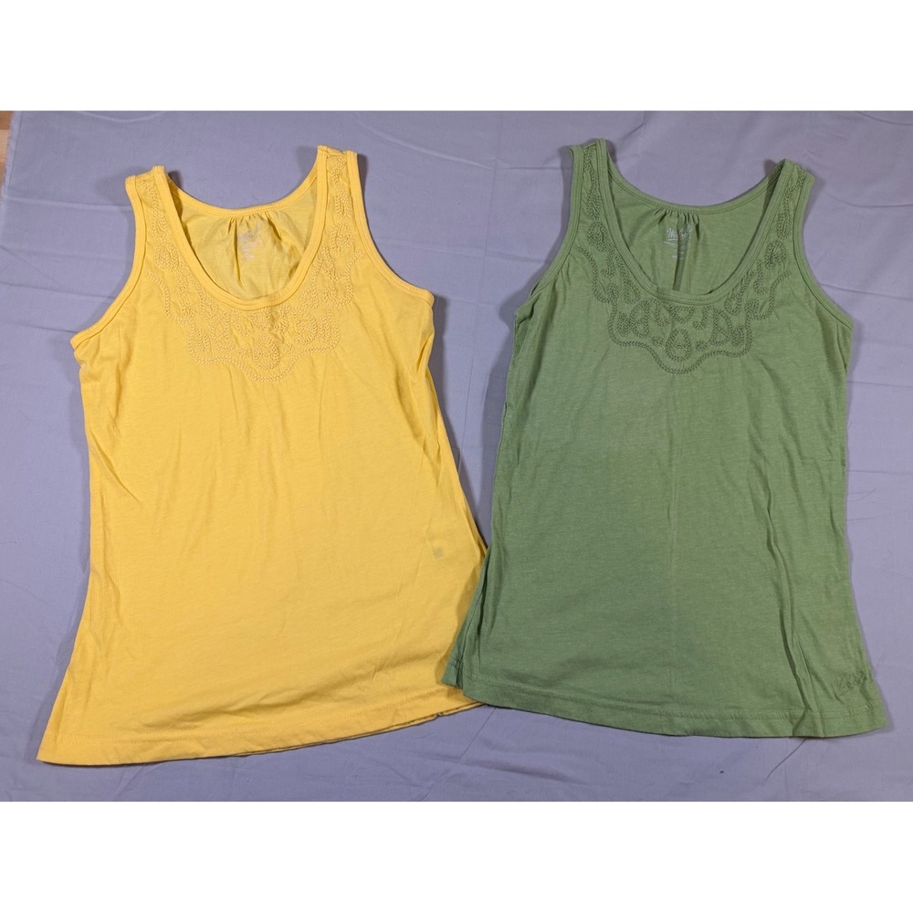 Woolrich Embroidered Scoop Neck Tank Top Bundle Yellow Green Women's M